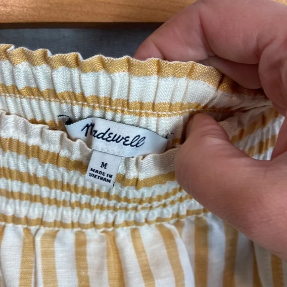 Madewell smocked waist striped linen blend midi skirt - Picture 3 of 5